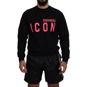 Dsquared² Black Printed Long Sleeves Pullover Men's Sweater